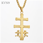 Cara Vaca Cross with Angels Pendant Necklace Gold Plated Vintage Christian Jewelry Stainless Steel Caravaca Cross Necklace S237/S238