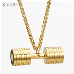 Punk Rock Adjustable Dumbbell Necklace Pendant Gold Plated Jewelry  Black Gun Stainless Steel Bodybuilding Gym Necklace S273/S274/S275